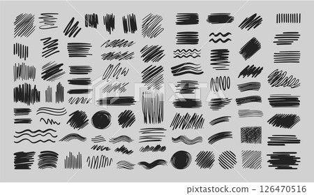 Grunge Hand Drawn pencil and marker Strokes on isolated background, Hand Drawn Vector Illustration Set, Rough Monochrome vintage Graphic Elements, quick rough sketches and Scribbles Grunge Hand Drawn pencil and marker Strokes on isolated background, Hand Drawn Vector Illustration Set, Rough Monochrome vintage Graphic Elements, quick rough sketches and Scribbles 126470516