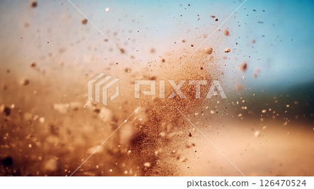 particle explosion sand yellow abstract background 126470524