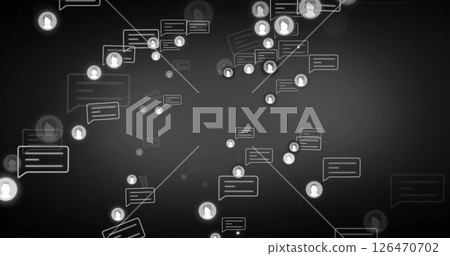 Image of icons with speech bubbles on black background 126470702