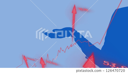 Image of data processing and diagrams over silhouette of businessman 126470720