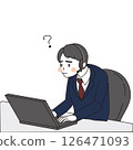 一位戴著耳機的商人的插圖 126471093