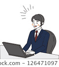一位戴著耳機的商人的插圖 126471097