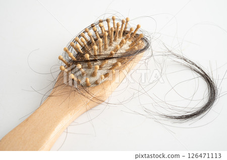 Hair loss fall with comb bush serious problem health, beauty and cosmetic. 126471113