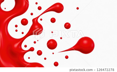 Vivid red paint splashes on a white background. 126472278