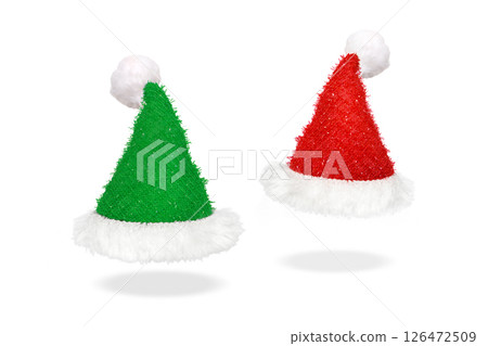 Green and red New Year's festival hat on white background. 126472509