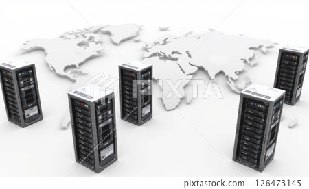 Data servers on global map with a modern design. 126473145