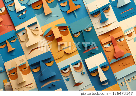 Many Faces (Paper Craft Illustration) -1 Many Faces (Paper Craft Illustration) -1 126473147