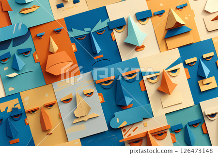 Many Faces (Paper Craft Illustration) -1 Many Faces (Paper Craft Illustration) -1 126473148