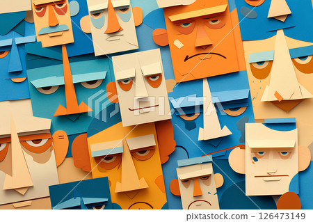 Many Faces (Paper Craft Illustration) -1 Many Faces (Paper Craft Illustration) -1 126473149