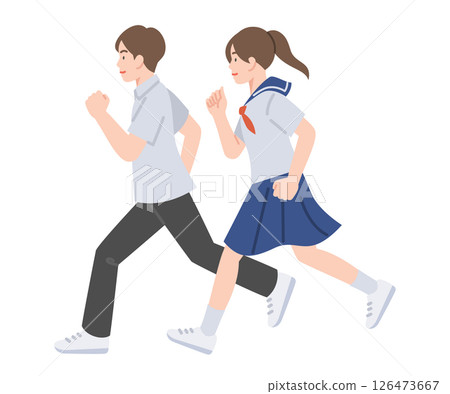 穿著夏裝跑步的國中生 穿著夏裝跑步的國中生 126473667