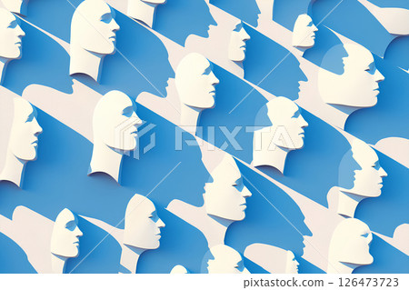 藍色和白色人物剪影紋理-1 126473723