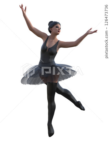 3D Ballerina in Black Outfit in Dance Pose 3D Ballerina in Black Outfit in Dance Pose 126473736