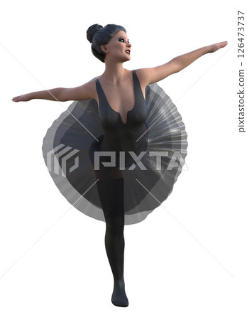 3D Ballerina in Black Outfit in Dance Pose 3D Ballerina in Black Outfit in Dance Pose 126473737