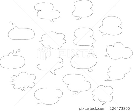 Simple hand drawn speech bubble illustration set 126473800
