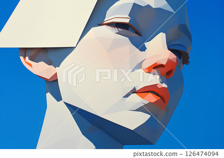 A portrait of an elegant and fantastical fleeting blue (3D illustration) -1 126474094