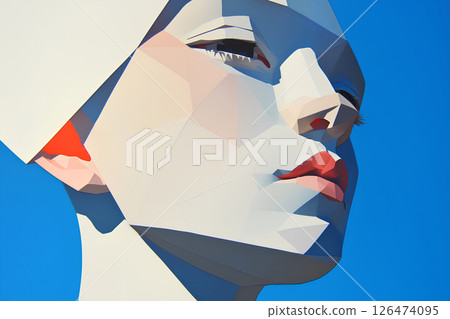 A portrait of an elegant and fantastical fleeting blue (3D illustration) -1 126474095