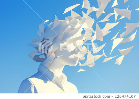 A portrait of an elegant and fantastical fleeting blue (3D illustration) -2 126474107