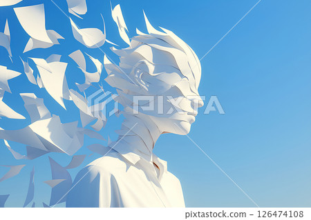 A portrait of an elegant and fantastical fleeting blue (3D illustration) -2 126474108