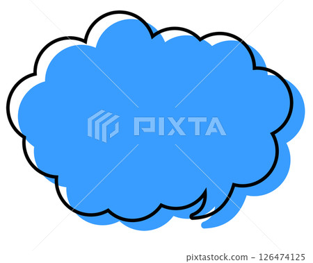 A simple speech bubble with misaligned lines and a rounded cloud shape 126474125
