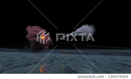 Submarine under missile attack 126474204