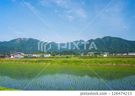 Rice planting in the countryside at the foot of Mount Suzuka (Yokkaichi City, Mie Prefecture) 126474213