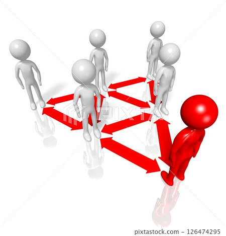 Cartoon characters and arrows - hierarchy concept 126474295