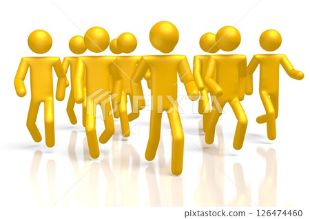 Yellow cartoon characters running 126474460
