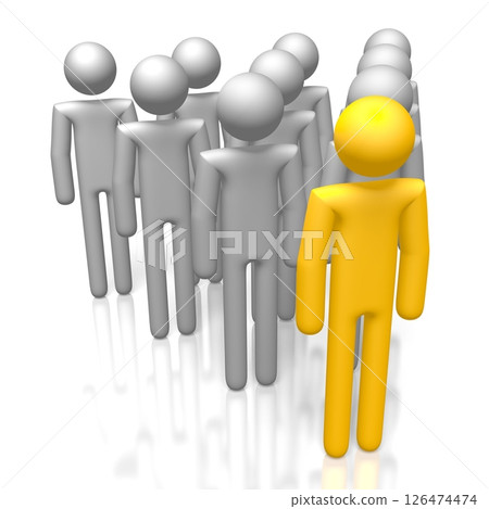 Yellow and grey cartoon characters - leadership concpet Yellow and grey cartoon characters - leadership concpet 126474474