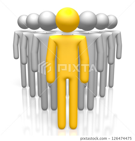 Yellow and grey cartoon characters - leadership concpet Yellow and grey cartoon characters - leadership concpet 126474475