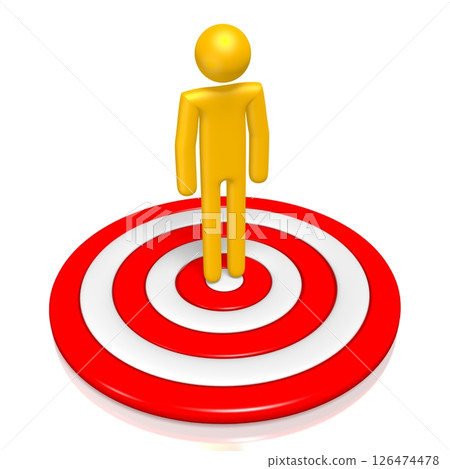 Yellow cartoon character and dartboard 126474478