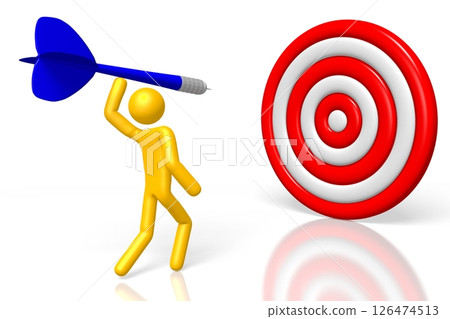 Cartoon character and dartboard - success concept 126474513