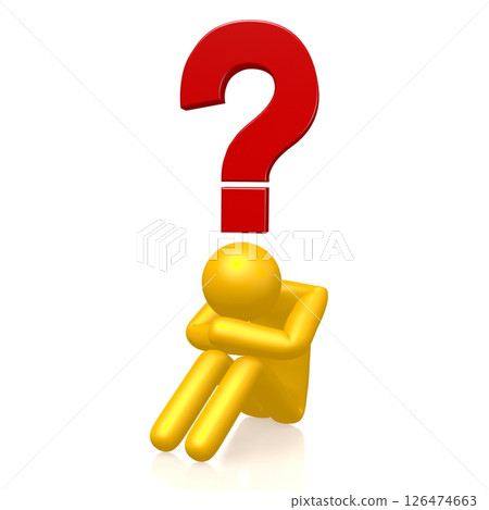 Cartoon character and question mark sign Cartoon character and question mark sign 126474663