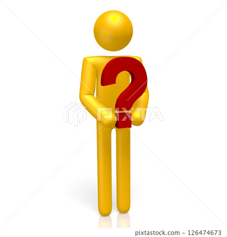 Cartoon character holding question mark sign Cartoon character holding question mark sign 126474673