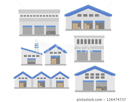 Factory warehouse building illustration set 126474737