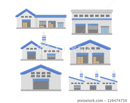 Factory warehouse building illustration set 126474738