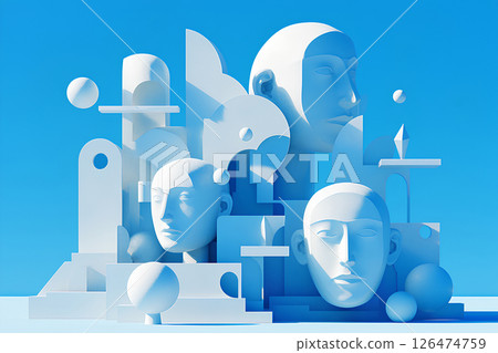 White human sculpture and blue sky (3D illustration) 126474759