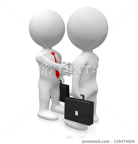 Cartoon characters shaking hands - agreement concept Cartoon characters shaking hands - agreement concept 126474804
