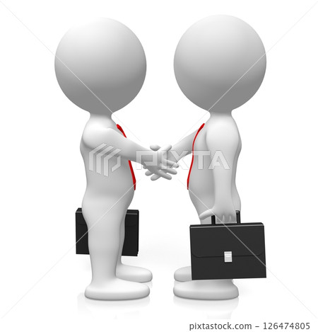 Cartoon characters shaking hands - agreement concept Cartoon characters shaking hands - agreement concept 126474805