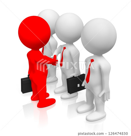 Cartoon characters shaking hands - agreement concept Cartoon characters shaking hands - agreement concept 126474830