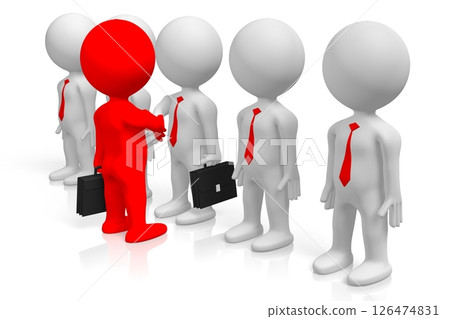 Cartoon characters shaking hands - agreement concept Cartoon characters shaking hands - agreement concept 126474831