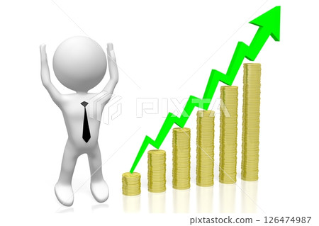 Happy cartoon character and growth chart 126474987