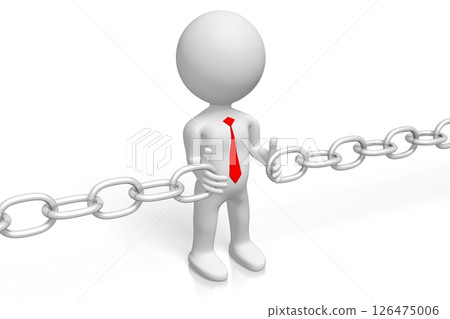Cartoon character holding chain links Cartoon character holding chain links 126475006