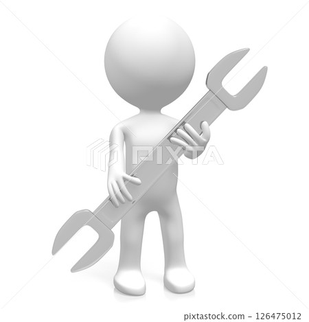 Cartoon character holding a wrench 126475012