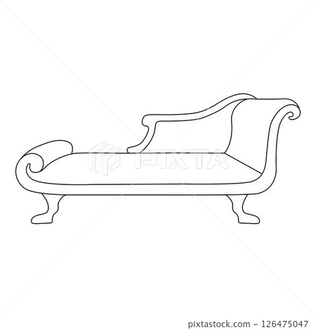 Chaise loungue sofa, Minimalist Line art outline drawing 126475047