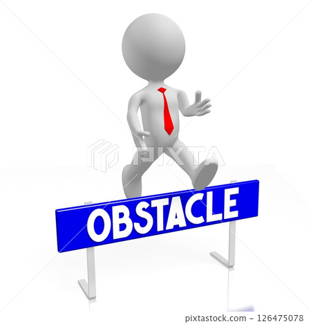 Cartoon character jumps over obstacle - obstacle concept Cartoon character jumps over obstacle - obstacle concept 126475078
