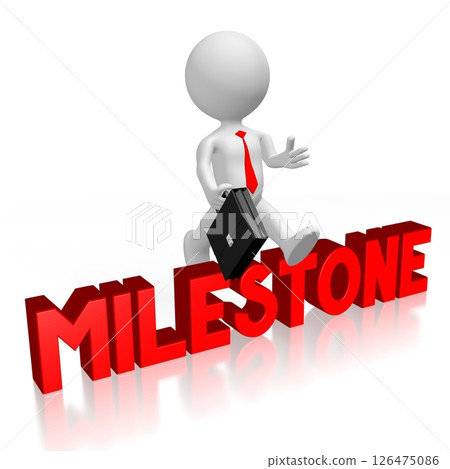 Cartoon character jumps over obstacle - milestone concept Cartoon character jumps over obstacle - milestone concept 126475086