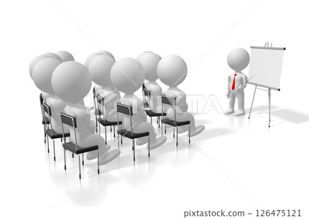 Cartoon characters and presentation board - training concept Cartoon characters and presentation board - training concept 126475121