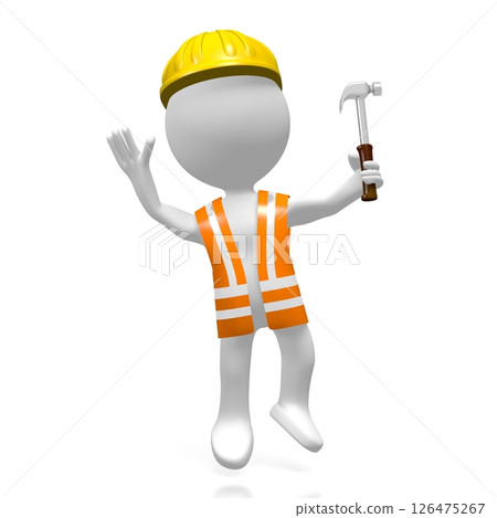 Cartoon workman holding a hammer Cartoon workman holding a hammer 126475267