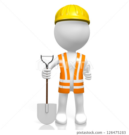 Cartoon workman with a shovel 126475283