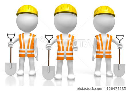 Cartoon workmen with a shovels Cartoon workmen with a shovels 126475285